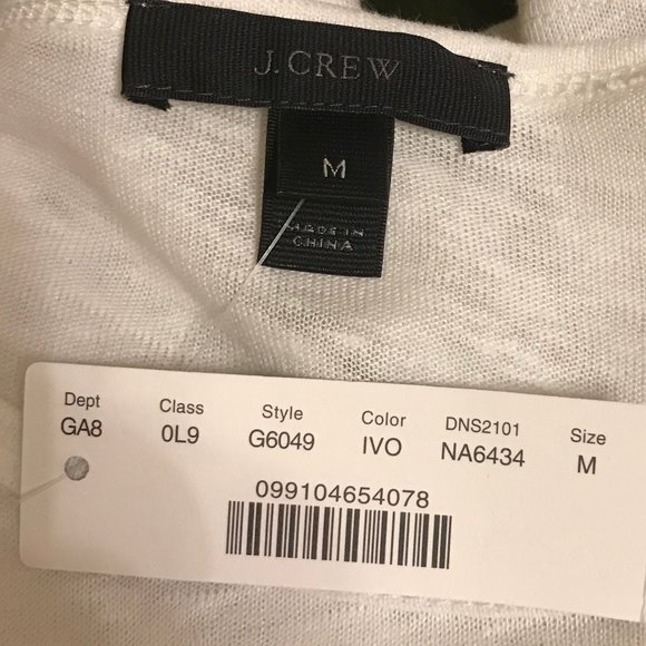 Women's Linen Flutter sleeve J Crew Top Ivory Size M New - Picture 6 of 9